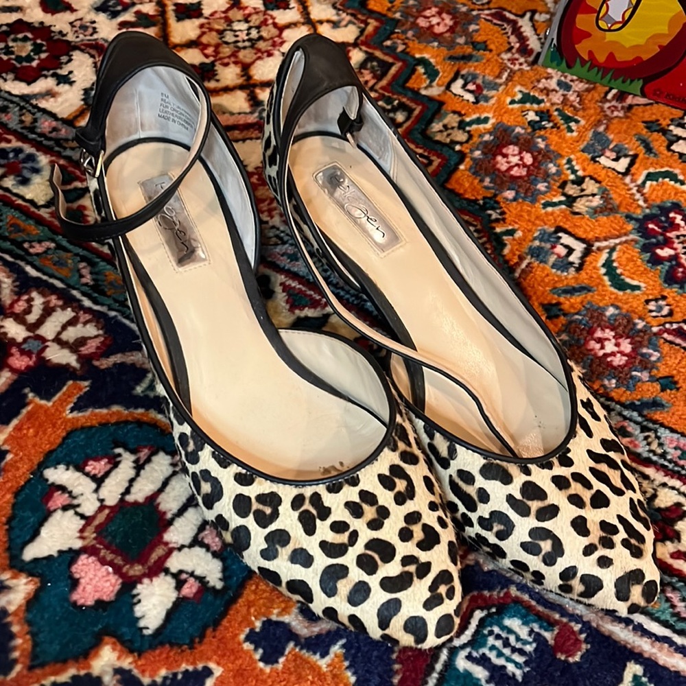 Leopard strappy wedges. Halogen